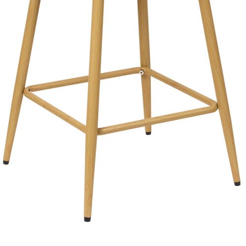 Tabouret De Bar Roka Taupe Pieds Métal Effet Bois