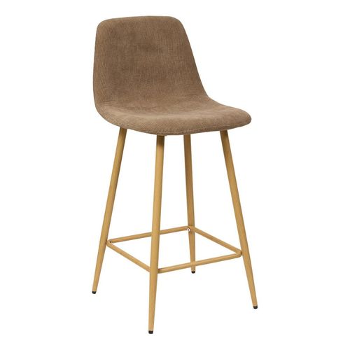 Tabouret De Bar Roka Taupe Pieds Métal Effet Bois