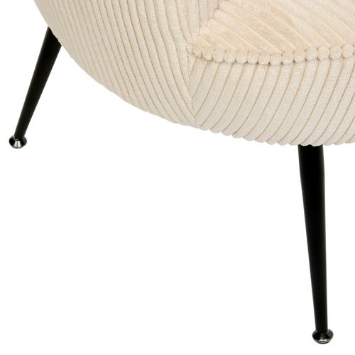 Fauteuil Chenille Crème Tildae Pieds Métal Noir Atmosphera