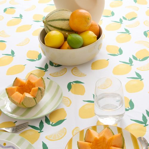 Nappe Rectangle Anti Tache Imprimée Citron - 140x240 Cm - Jaune