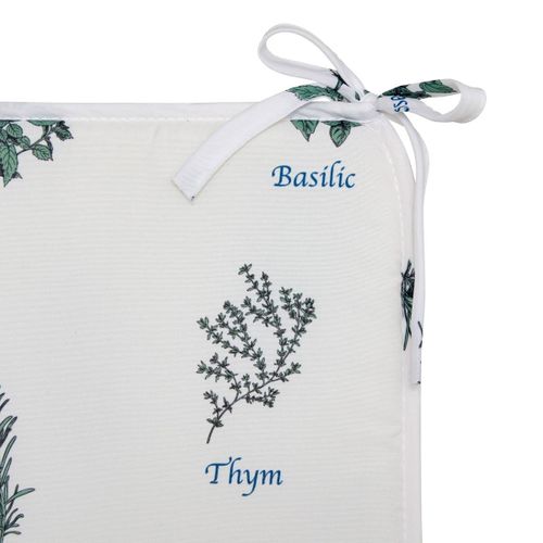 Galette De Chaise Garrigue 39x39cm Imprimée Blanc