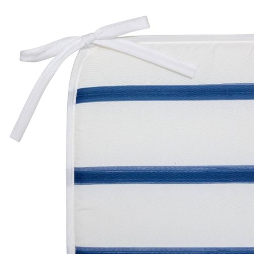 Galette De Chaise Oceania 39x39cm Rayée Bleu Et Blanc