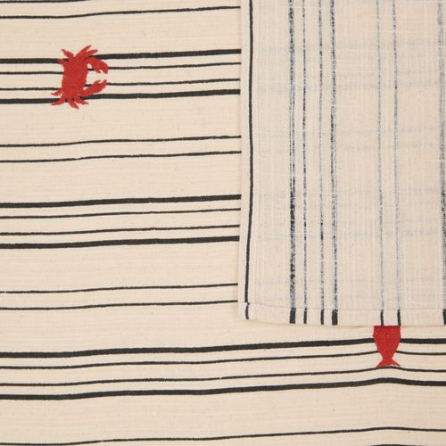 Nappe Rectangulaire En Coton Brodé Marin - 150x250 Cm - Beige