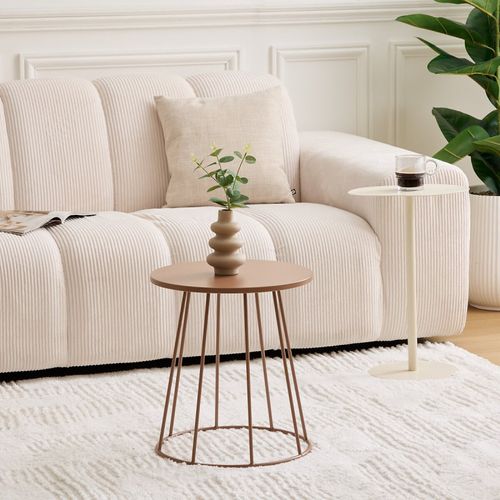 Table à Café D38 Cm Latte Métal Terracotta Atmosphera