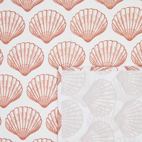 Nappe Rectangle Anti Tache Imprimée Coquillage - 150x300 Cm - Terracotta