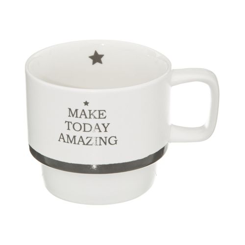 Lot De 4 Mugs En Porcelaine Déco Sur Rack En Inox