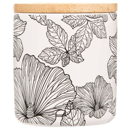 Boite De Rangement Pour Salle De Bain Pour Coton Et Coton-tige Avec Couvercle Blackflora - Noir Et