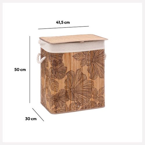 Panier à Linge 50l En Bambou L 41.5 X P 30 X H 50 Cm
