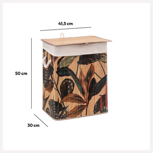 Panier à Linge 50l En Bambou L 41.5 X P 30 X H 50 Cm