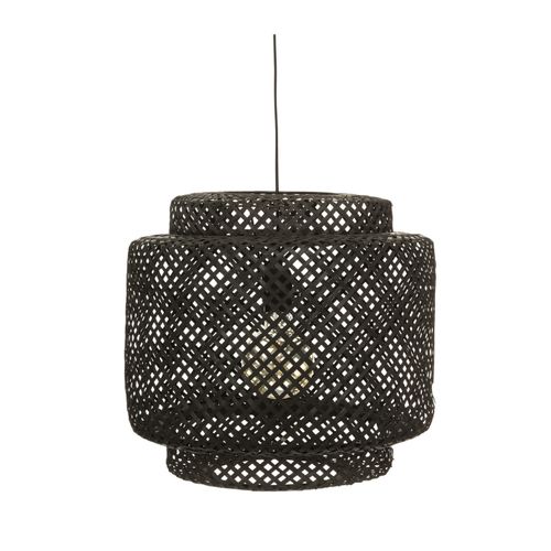 Luminaire Suspension En Bambou Noir D 40 Cm