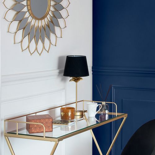 Lampe à Poser En Métal Doré Et Abat-jour Noir H 45.5 Cm