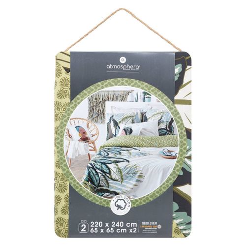 Parure De Lit 2 Personnes 240 X 220 Cm Housse De Couette Avec 2 Taies Imprimé Oceania