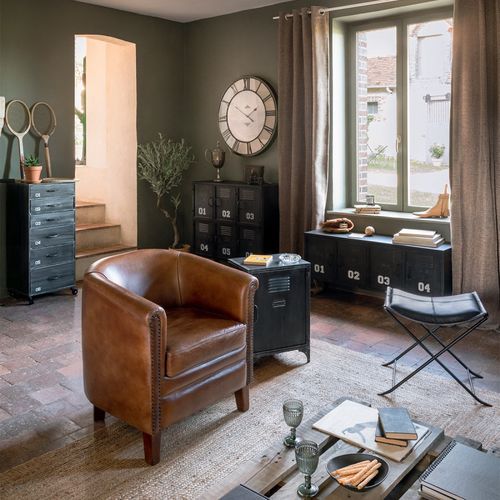 Grande Pendule Murale En Métal Industriel Vintage Design D 80 Cm