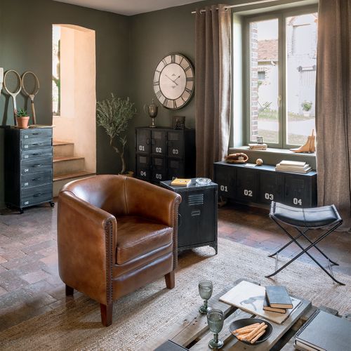 Grande Pendule Murale En Métal Industriel Vintage Design D 80 Cm