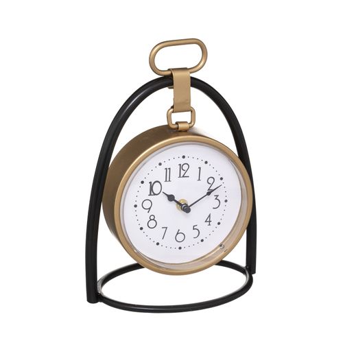 Horloge à Poser En Métal Noir Et Doré 21 X 27 Cm