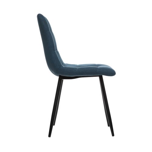 Chaise De Table Assise En Tissu Bleu Canard Et Pieds En Métal Noir