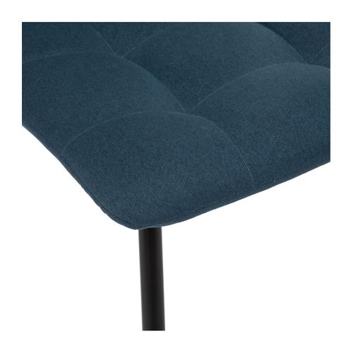 Chaise De Table Assise En Tissu Bleu Canard Et Pieds En Métal Noir