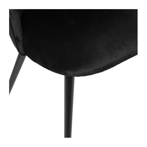 Chaise De Table En Velours Noir Et Pieds En Métal Noir