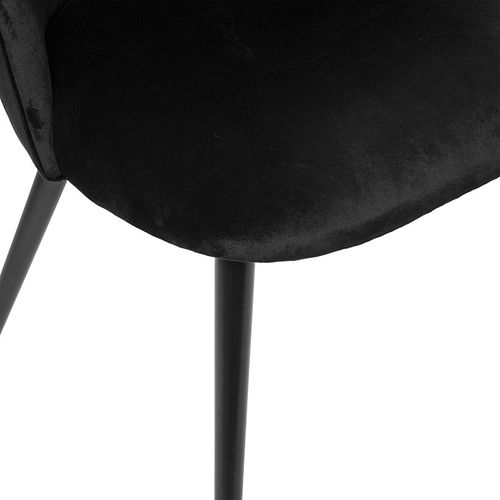 Chaise De Table En Velours Noir Et Pieds En Métal Noir