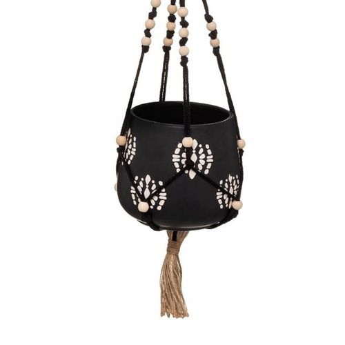 Pot à Suspendre En Céramique Et Coton D 14 Et H 55 Cm