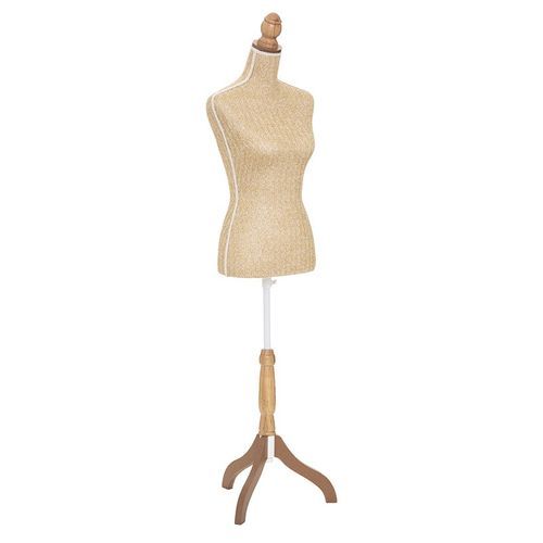 Mannequin Décoratif Sur Pied Buste Tressé Doré Et Naturel H 160 Cm