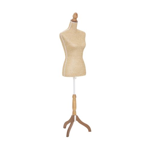 Mannequin Décoratif Sur Pied Buste Tressé Doré Et Naturel H 160 Cm