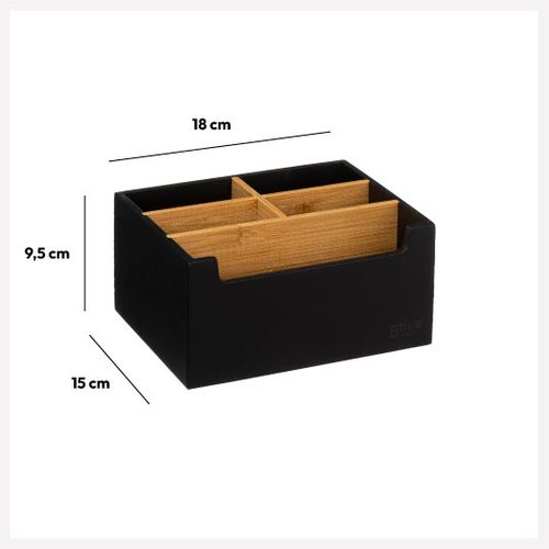 Organiseur Rangement Maquillage 5 Compartiments Noir Et Bambou