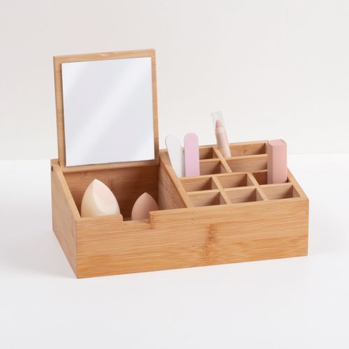 Organiseur Rangement Maquillage 10 Compartiments En Bambou