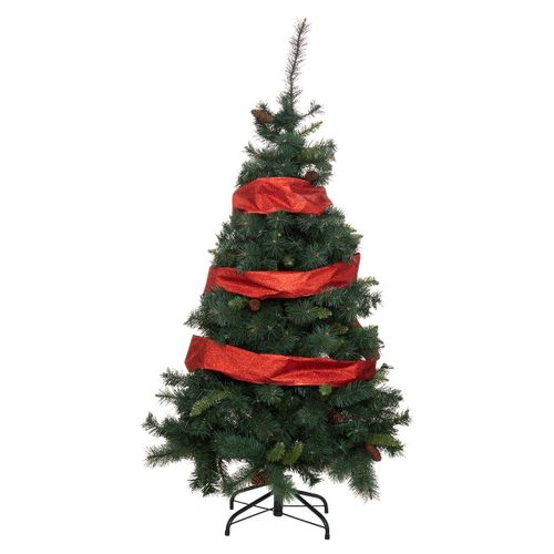 Guirlande De Noël Ruban Rouge Pailleté 12 Cm X 5 M