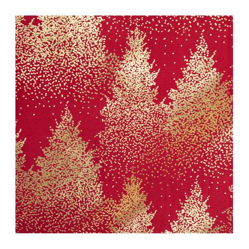 Nappe De Fêtes Rouge Imprimé Sapin Doré 140 X 240 Cm