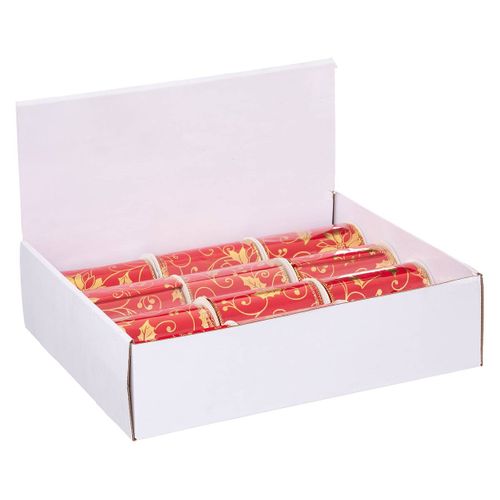 Guirlande De Noël Ruban Effet Velours Rouge Avec Poinsettia Or 12 Cm X 5 M