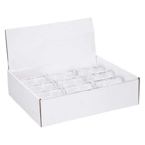 Guirlande De Noël Ruban Blanc Avec Flocons Argentés 12 Cm X 5 M