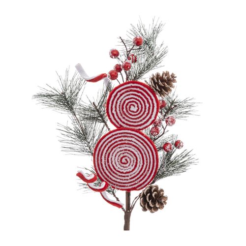 Branche Décorative Spéciale Fêtes Sucettes Et Baies Rouges H 75 Cm