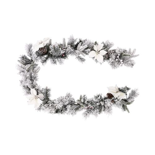 Guirlande Artificielle Sapin Avec Déco Fleurs , Pommes De Pin Et Baies L 200 Cm