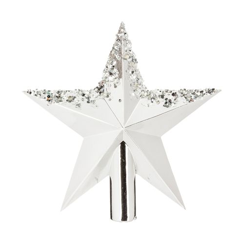 Déco Sapin De Noël Cimier Étoile Argent Brillant