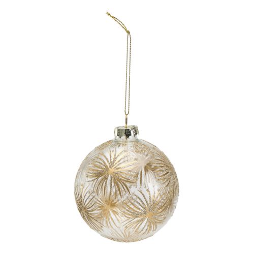 Boule De Noël Fleurs "manoir D'hiver" 9cm Or