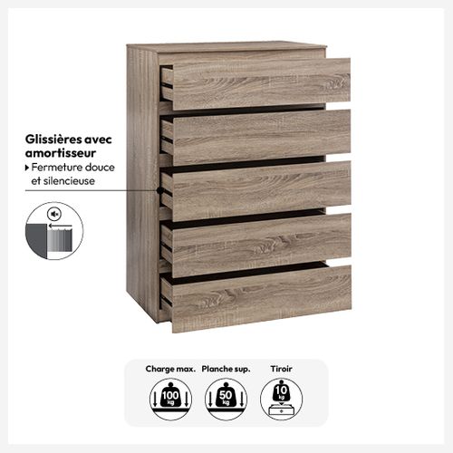 Commode 5 Tiroirs Dolo Naturel 5five