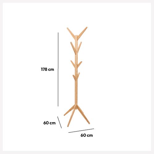 Porte-manteaux 8 Patères En Bambou H 178 Cm
