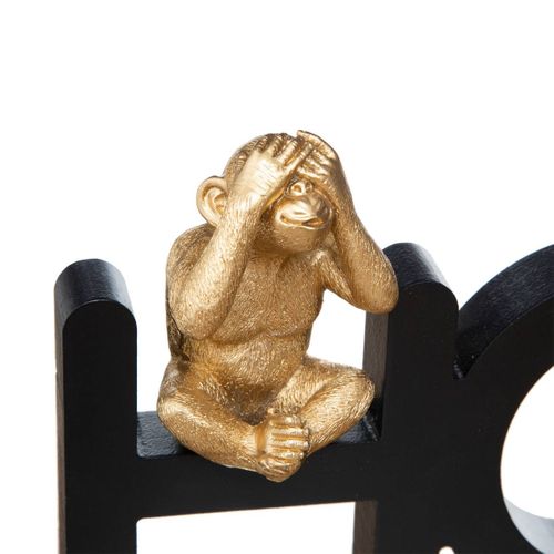 Mot Déco Home Avec Singe En Bois Et Résine L 37 Cm