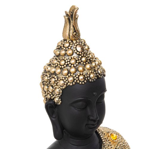 Statue Décorative Bouddha Assis En Résine Dorée H 34 Cm