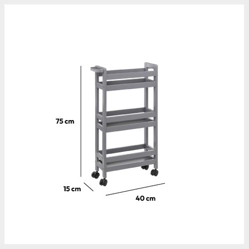 Desserte Roulante 3 Niveaux Gris Galet H 75 Cm Idéale Pour Les Petits Espaces