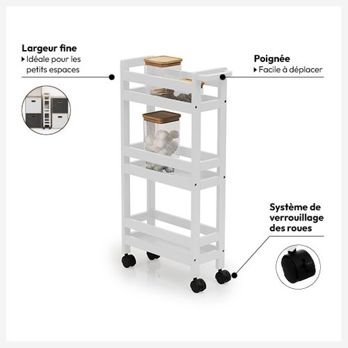 Desserte 3 tablettes TAIGA Blanc