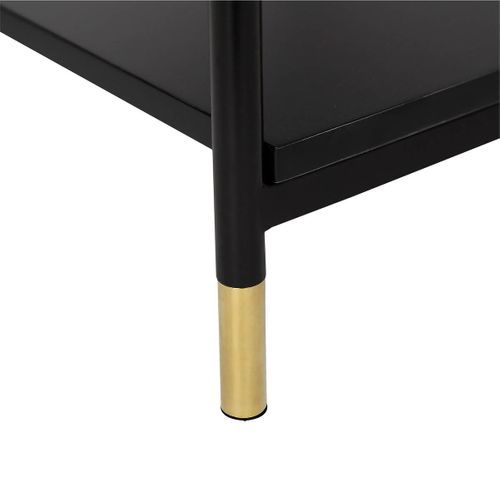 Table Basse "tedy" - 2 Tiroirs - Bois Et Métal - Noir