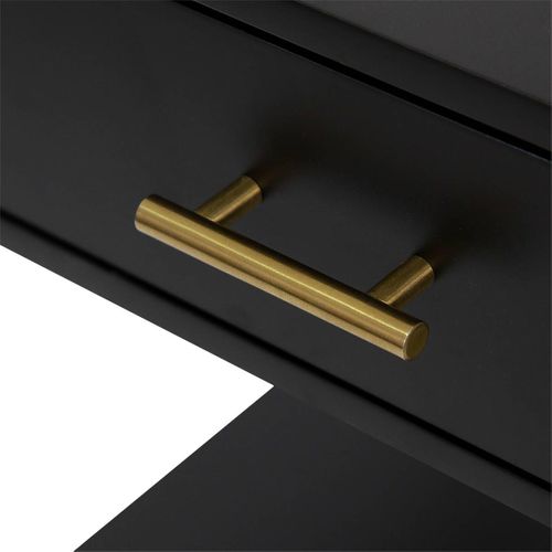 Table Basse "tedy" - 2 Tiroirs - Bois Et Métal - Noir