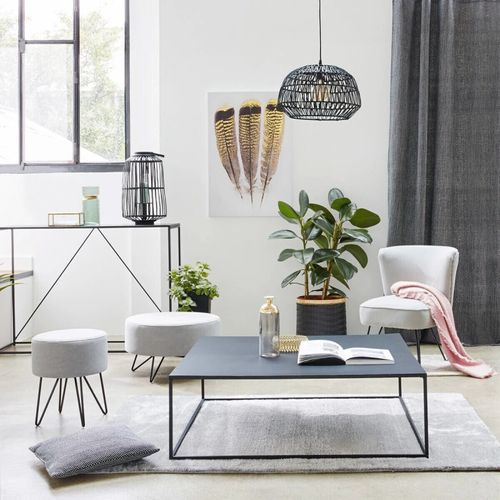 Table Basse En Métal Noir Industriel 100 X 100 X 36 Cm