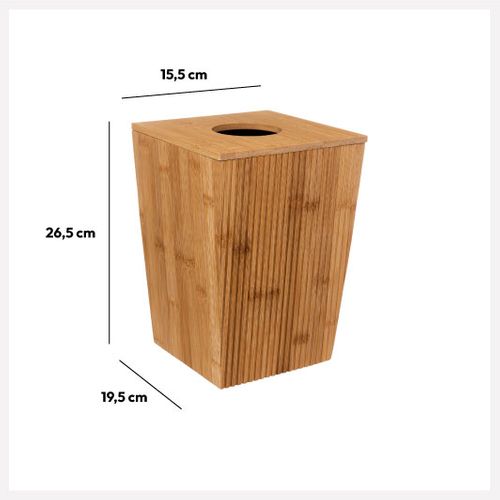Poubelle De Salle De Bain 6l En Bambou Avec Couvercle