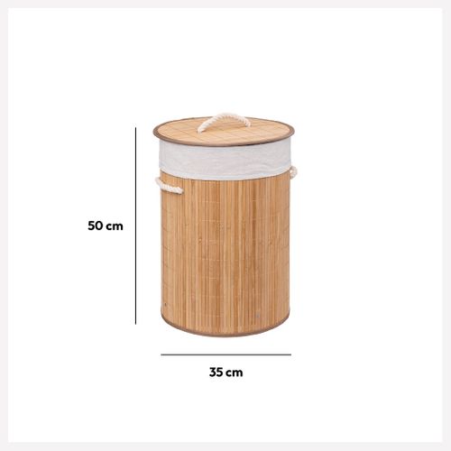 Panier à Linge 48l En Bambou D 35 X H 50 Cm