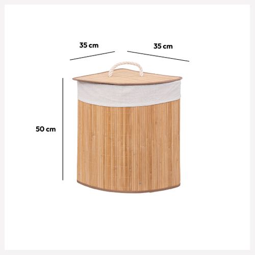 Panier à Linge D'angle 48l En Bambou Naturel H 50 Cm