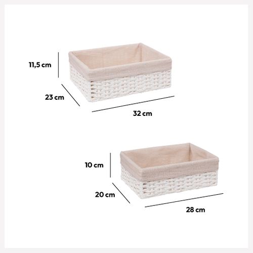 2 Paniers De Rangement Blanc Vannerie