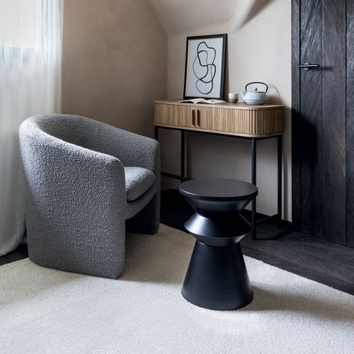 Fauteuil Tissu Gris Souris à Bouclettes